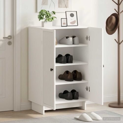 Ormar za cipele EDE 59,5 x 39,5 x 90 cm Konstruirano drvo - Bijela Cijena