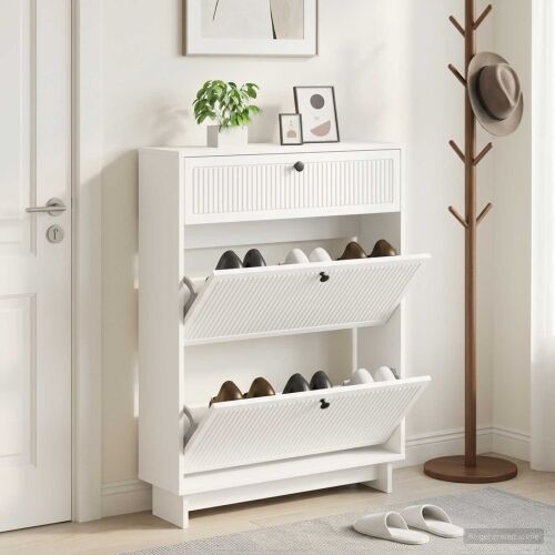 Ormar za cipele EDE 78 x 24 x 103 cm Konstruirano drvo Bijela - Bijela Cijena