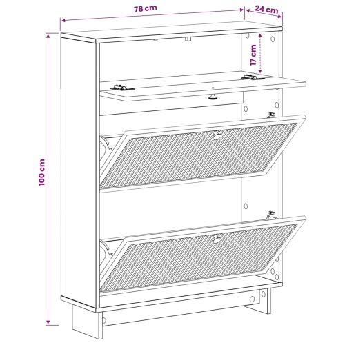 Ormar za cipele EDE 78 x 24 x 103 cm Konstruirano drvo Crna - Crna Cijena