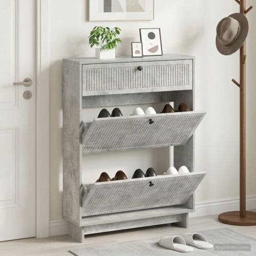 Ormar za cipele EDE 78 x 24 x 103 cm Konstruirano drvo - Betonska siva Cijena