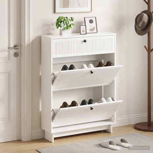 Ormar za cipele EDE 78 x 24 x 103 cm Konstruirano drvo - Bijela visokog sjaja Cijena