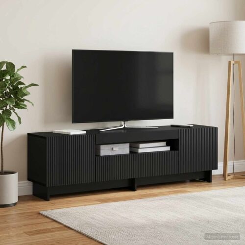 LED TV kabinet EDE 153 x 35 x 43 cm Crna Konstruirano drvo - Crna Cijena