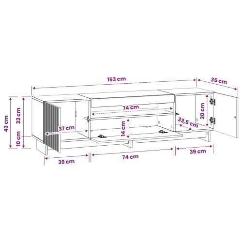LED TV kabinet EDE 153 x 35 x 43 cm Crna Konstruirano drvo - Crna Cijena