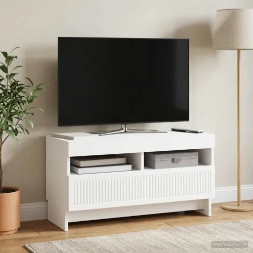 LED TV kabinet ALKMAAR 81 x 35 x 43 cm Bijela Konstruirano drvo - Bijela Cijena