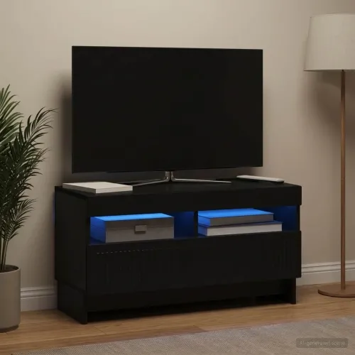 LED TV kabinet ALKMAAR 81 x 35 x 43 cm Crna Konstruirano drvo - Crna Cijena