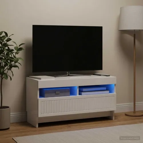 LED TV kabinet ALKMAAR 81 x 35 x 43 cm Bijela visokog sjaja - Bijela visokog sjaja Cijena