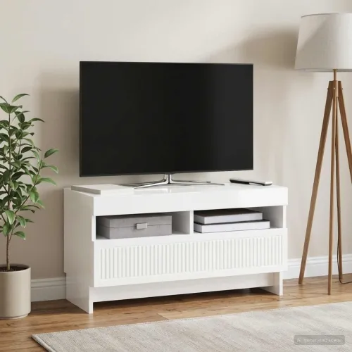 LED TV kabinet ALKMAAR 81 x 35 x 43 cm Bijela visokog sjaja - Bijela visokog sjaja Cijena