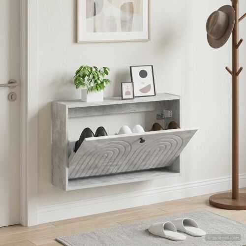 Ormar za cipele na zidu ALKMAAR 71 x 17 x 43 cm Betonska siva - Betonska siva Cijena