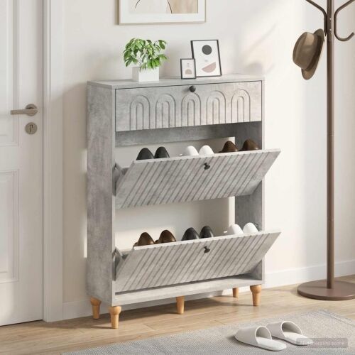 Ormar za cipele ALKMAAR 78 x 24 x 103 cm Konstruirano drvo - Betonska siva Cijena