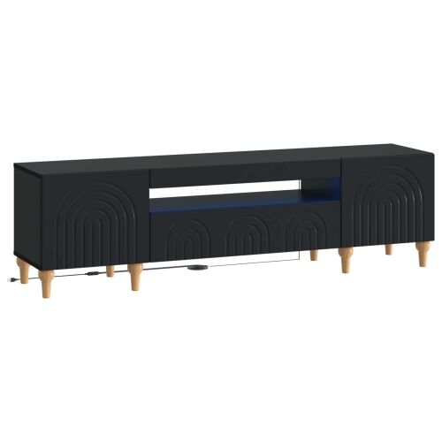 LED TV kabinet ALKMAAR 153 x 35 x 43 cm Crna Konstruirano drvo - Crna Cijena
