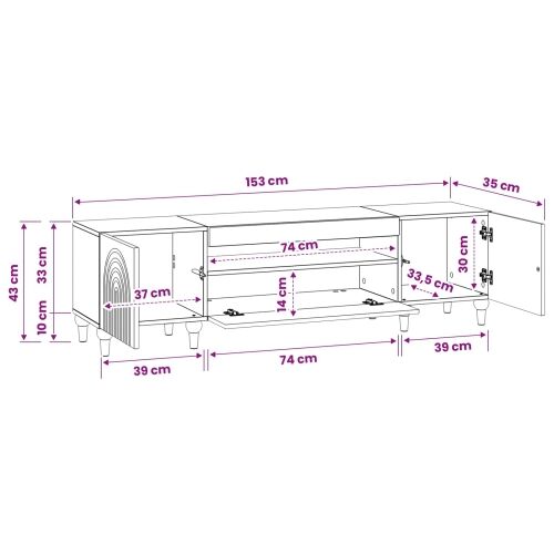 LED TV kabinet ALKMAAR 153 x 35 x 43 cm Crna Konstruirano drvo - Crna Cijena