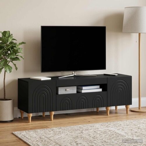 LED TV kabinet ALKMAAR 153 x 35 x 43 cm Crna Konstruirano drvo - Crna Cijena