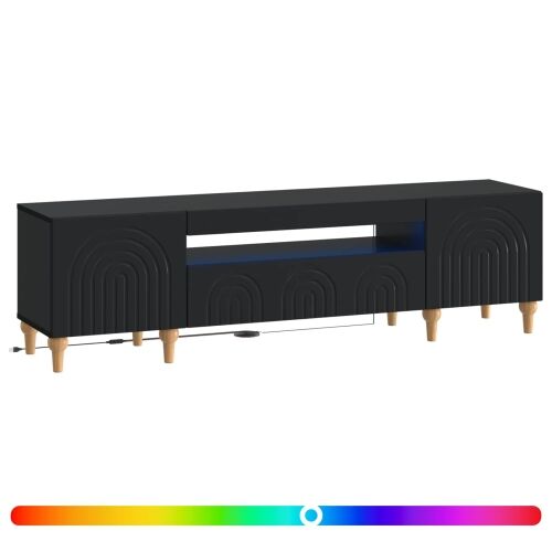 LED TV kabinet ALKMAAR 153 x 35 x 43 cm Crna Konstruirano drvo - Crna Cijena