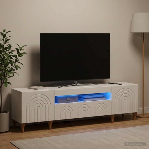 LED TV kabinet ALKMAAR 153 x 35 x 43 cm Bijela visokog sjaja - Bijela visokog sjaja Cijena
