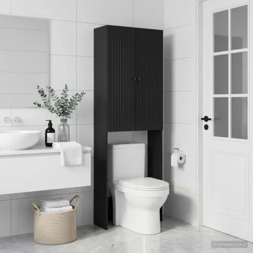 Kabinetska WC ALKMAAR Crna 66 x 25,5 x 190 cm Konstruirano drvo - Crna Cijena