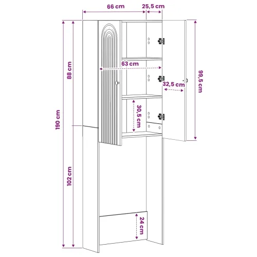 Kabinetska WC ALKMAAR Staro drvo 66 x 25,5 x 190 cm - Staro drvo Cijena