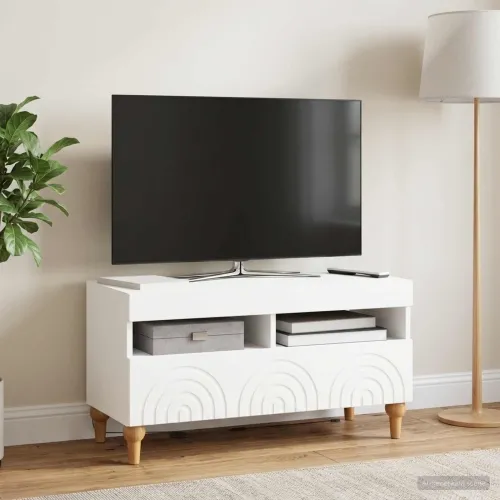 LED TV kabinet ALKMAAR 81 x 35 x 43 cm Bijela Konstruirano drvo - Bijela Cijena