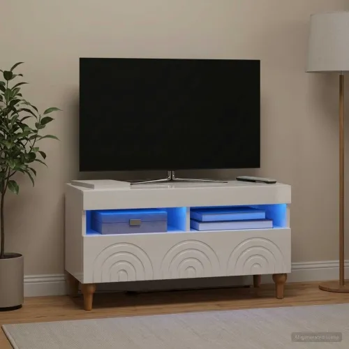LED TV kabinet ALKMAAR 81 x 35 x 43 cm Bijela visokog sjaja - Bijela visokog sjaja Cijena