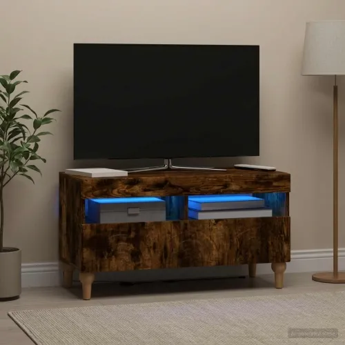 LED TV kabinet ALKMAAR 81 x 35 x 43 cm Dimljeni hrast - Dimljeni hrast Cijena