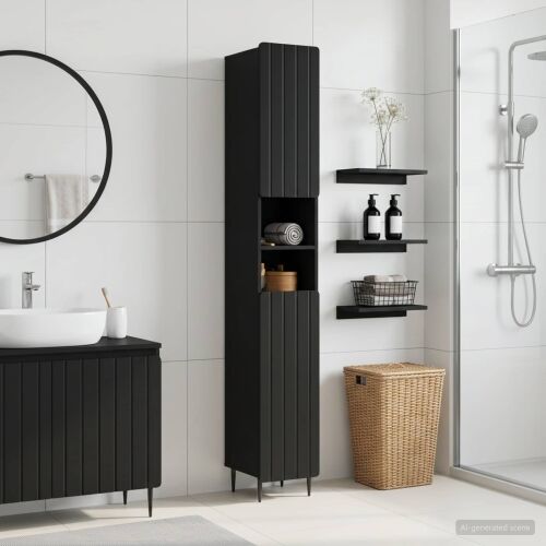 Kupaonski ormar s otvorenom policom ZWOLLE Crna - Crna Cijena