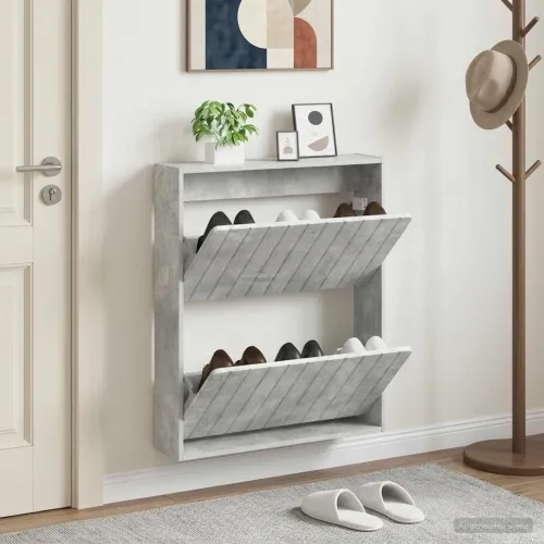 Ormar za cipele na zidu ZWOLLE 71 x 17 x 86 cm Betonska siva - Betonska siva Cijena