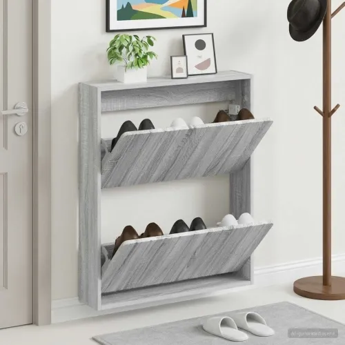 Ormar za cipele na zidu ZWOLLE 71 x 17 x 86 cm Siva Sonoma - Siva Sonoma Cijena