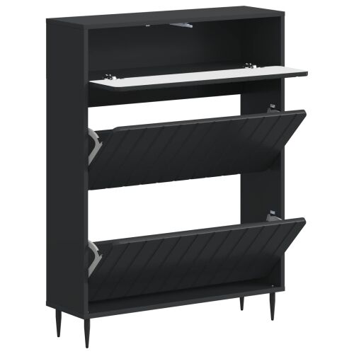 Ormar za cipele ZWOLLE 78 x 24 x 103 cm Konstruirano drvo Crna - Crna Cijena