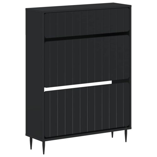 Ormar za cipele ZWOLLE 78 x 24 x 103 cm Konstruirano drvo Crna - Crna Cijena
