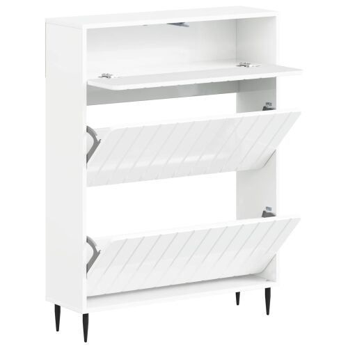 Ormar za cipele ZWOLLE 78 x 24 x 103 cm Konstruirano drvo - Bijela visokog sjaja Cijena