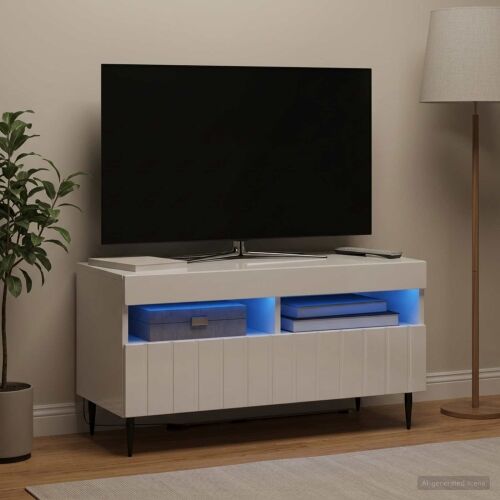 LED TV kabinet ZWOLLE 81 x 35 x 43 cm Bijela visokog sjaja - Bijela visokog sjaja Cijena