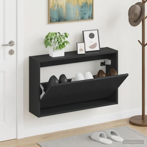 Ormar za cipele na zidu ARNHEM 71 x 17 x 43 cm Crna - Crna Cijena