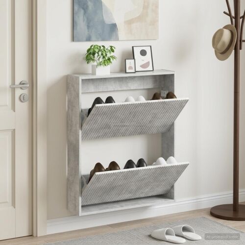 Ormar za cipele na zidu ARNHEM 71 x 17 x 86 cm Betonska siva - Betonska siva Cijena