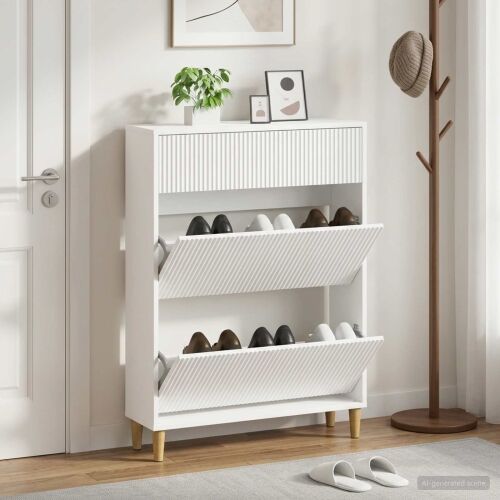 Ormar za cipele ARNHEM 78 x 24 x 103 cm Konstruirano drvo - Bijela Cijena
