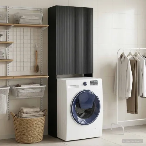 Kabinetska WC ARNHEM Crna 66 x 25,5 x 190 cm Konstruirano drvo - Crna Cijena