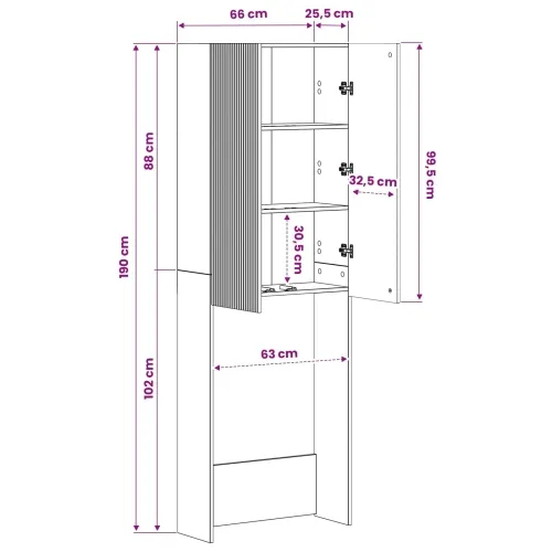 Kabinetska WC ARNHEM Staro drvo 66 x 25,5 x 190 cm - Staro drvo Cijena
