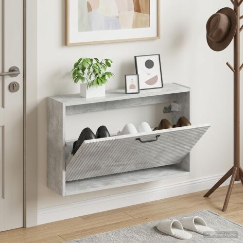 Ormar za cipele na zidu HAARLEM 71 x 17 x 43 cm Betonska siva - Betonska siva Cijena