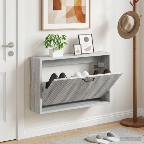 Ormar za cipele na zidu HAARLEM 71 x 17 x 43 cm Siva Sonoma - Siva Sonoma Cijena