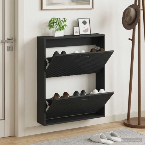 Ormar za cipele na zidu HAARLEM 71 x 17 x 86 cm Crna - Crna Cijena
