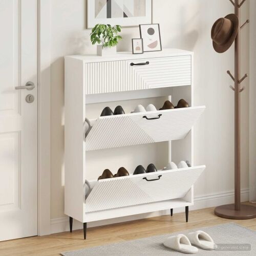 Ormar za cipele HAARLEM 78 x 24 x 103 cm Konstruirano drvo - Bijela Cijena