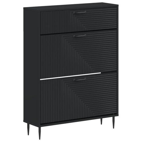 Ormar za cipele HAARLEM 78 x 24 x 103 cm Konstruirano drvo Crna - Crna Cijena