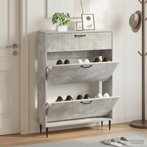 Ormar za cipele HAARLEM 78 x 24 x 103 cm Konstruirano drvo - Betonska siva Cijena