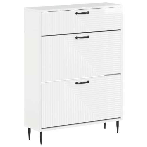 Ormar za cipele HAARLEM 78 x 24 x 103 cm Konstruirano drvo - Bijela visokog sjaja Cijena