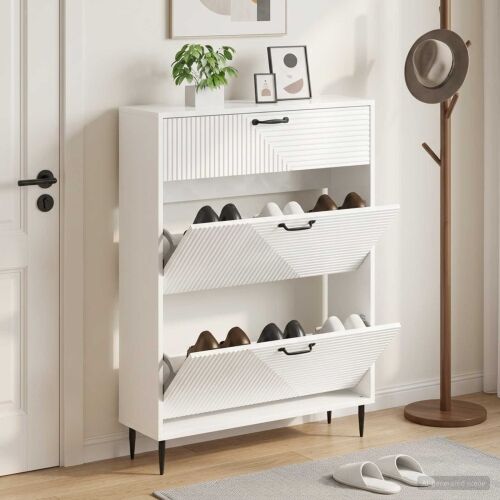 Ormar za cipele HAARLEM 78 x 24 x 103 cm Konstruirano drvo - Bijela visokog sjaja Cijena