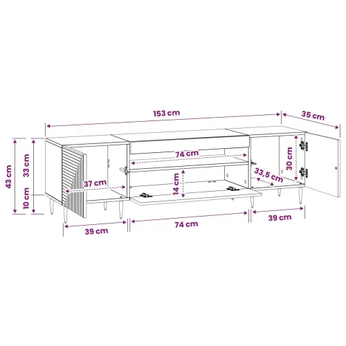 LED TV kabinet HAARLEM 153 x 35 x 43 cm Staro drvo - Staro drvo Cijena