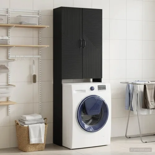 Kabinetska WC HAARLEM Crna 66 x 25,5 x 190 cm Konstruirano drvo - Crna Cijena