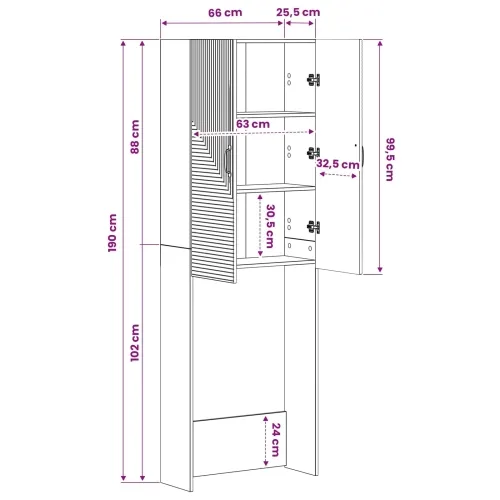 Kabinetska WC HAARLEM Betonska siva 66 x 25,5 x 190 cm - Betonska siva Cijena