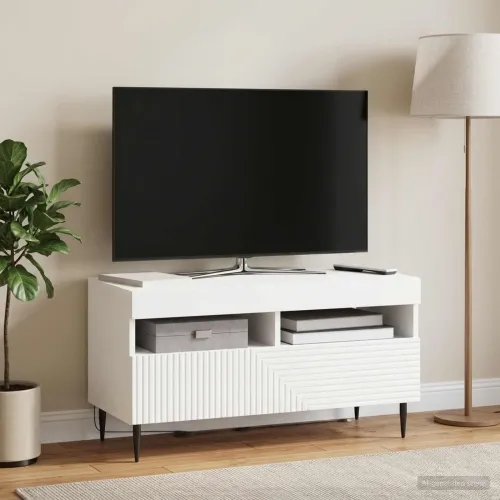 LED TV kabinet HAARLEM 81 x 35 x 43 cm Bijela Konstruirano drvo - Bijela Cijena