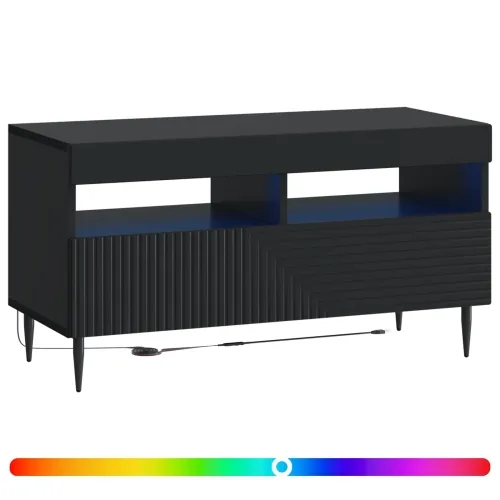 LED TV kabinet HAARLEM 81 x 35 x 43 cm Crna Konstruirano drvo - Crna Cijena