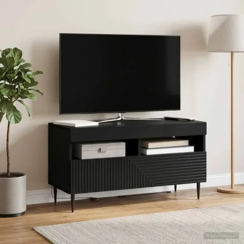 LED TV kabinet HAARLEM 81 x 35 x 43 cm Crna Konstruirano drvo - Crna Cijena