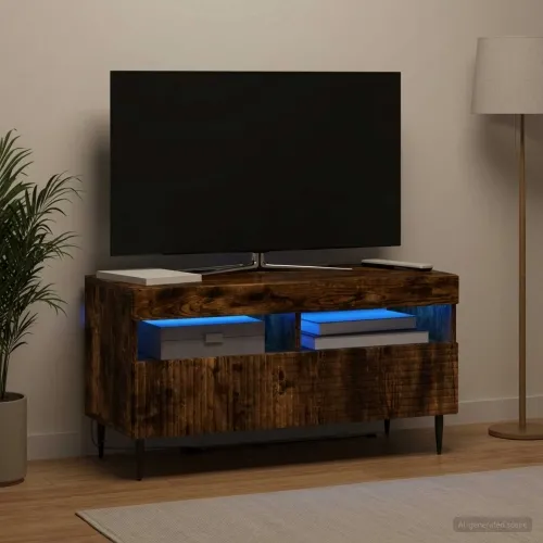 LED TV kabinet HAARLEM 81 x 35 x 43 cm Dimljeni hrast - Dimljeni hrast Cijena